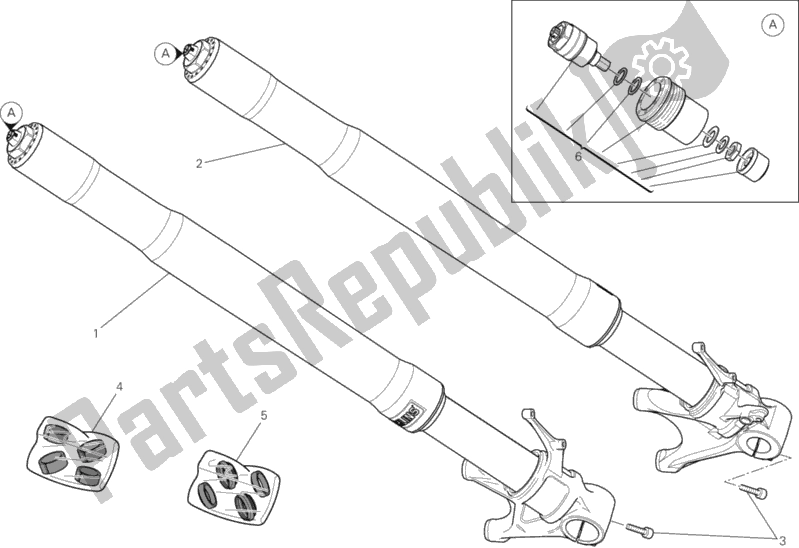 Tutte le parti per il Forcella Anteriore del Ducati Superbike 1299S ABS 2015